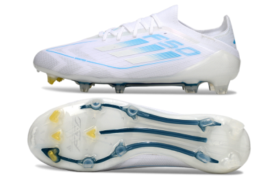Men's Adidas F50 Elite FG Firm Ground Low-Tops Football Boots - White/Blue
