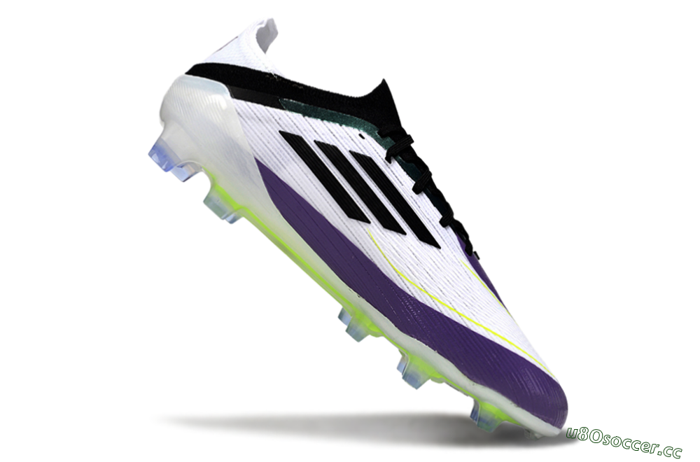 Men's Messi x Adidas F50 Elite FG Firm Ground Low-Tops Football Boots - White/Purple/Black 4
