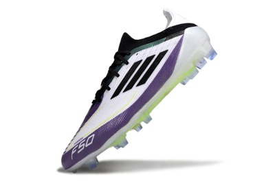 Men's Messi x Adidas F50 Elite FG Firm Ground Low-Tops Football Boots - White/Purple/Black