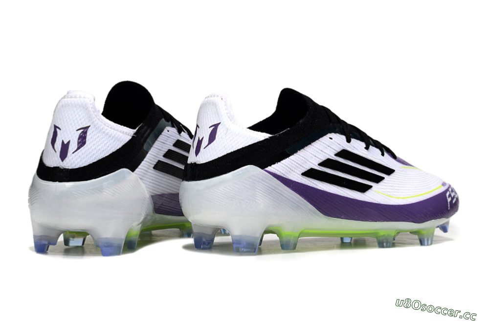 Men's Messi x Adidas F50 Elite FG Firm Ground Low-Tops Football Boots - White/Purple/Black 6