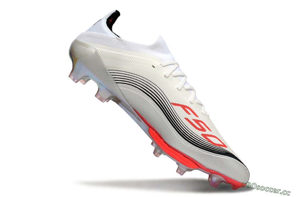 Men's Messi x Adidas F50+ Elite FG Firm Ground Low-Tops Football Boots - Silver/Red/Black 4