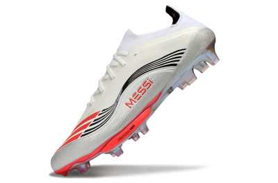 Men's Messi x Adidas F50+ Elite FG Firm Ground Low-Tops Football Boots - Silver/Red/Black