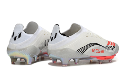 Men's Messi x Adidas F50+ Elite FG Firm Ground Low-Tops Football Boots - Silver/Red/Black