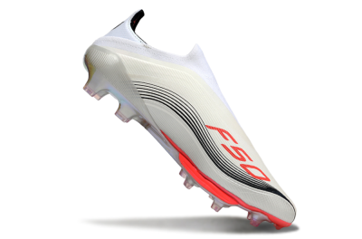 Men's Messi x Adidas F50+ Elite Laceless FG Firm Ground Low-Tops Football Boots - Silver/Red/Black