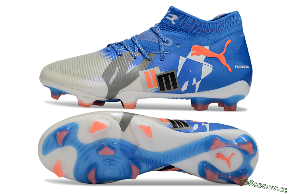 Unisex Puma Future 8 Ultimate FG Firm Ground Low-Tops Football Boots - Blue/Silver/Red 1