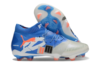 Unisex Puma Future 8 Ultimate FG Firm Ground Low-Tops Football Boots - Blue/Silver/Red
