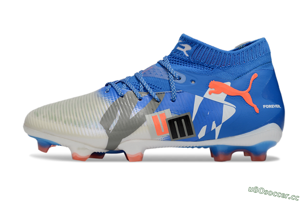 Unisex Puma Future 8 Ultimate FG Firm Ground Low-Tops Football Boots - Blue/Silver/Red 0