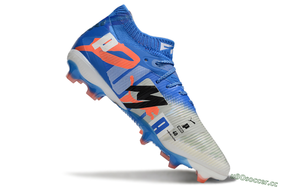 Unisex Puma Future 8 Ultimate FG Firm Ground Low-Tops Football Boots - Blue/Silver/Red 4