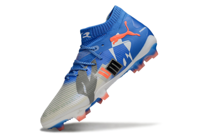 Unisex Puma Future 8 Ultimate FG Firm Ground Low-Tops Football Boots - Blue/Silver/Red