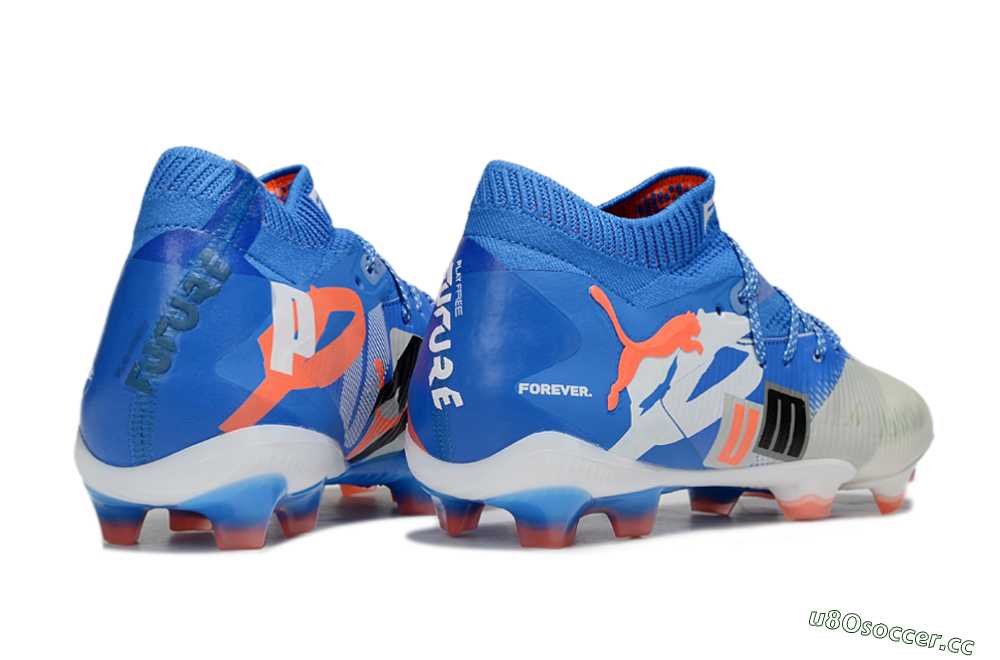 Unisex Puma Future 8 Ultimate FG Firm Ground Low-Tops Football Boots - Blue/Silver/Red 6