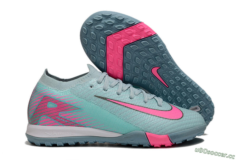 Kids Nike Air Zoom Mercurial Vapor 16 Elite TF Artificial Turf Low-Tops Football Shoes - Jade/Pink/White 2