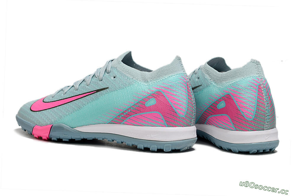 Kids Nike Air Zoom Mercurial Vapor 16 Elite TF Artificial Turf Low-Tops Football Shoes - Jade/Pink/White 5