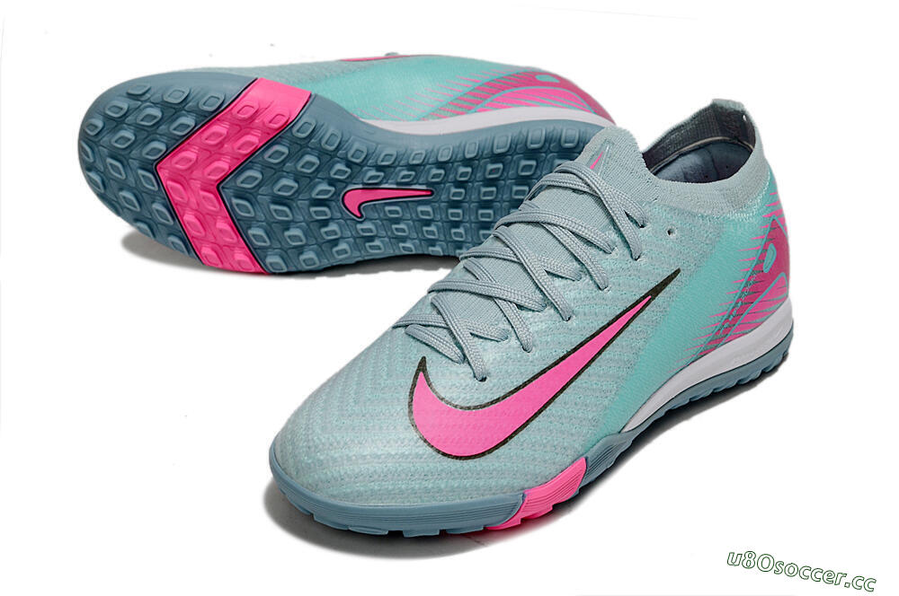 Kids Nike Air Zoom Mercurial Vapor 16 Elite TF Artificial Turf Low-Tops Football Shoes - Jade/Pink/White 3