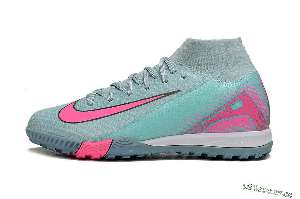 Kids Nike Air Zoom Mercurial Superfly 10 Elite TF Artificial Turf High-Tops Football Shoes - Jade/Pink 0