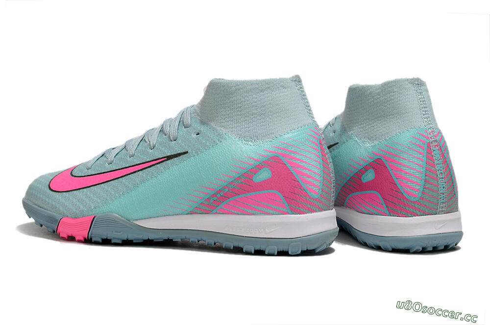 Kids Nike Air Zoom Mercurial Superfly 10 Elite TF Artificial Turf High-Tops Football Shoes - Jade/Pink 5