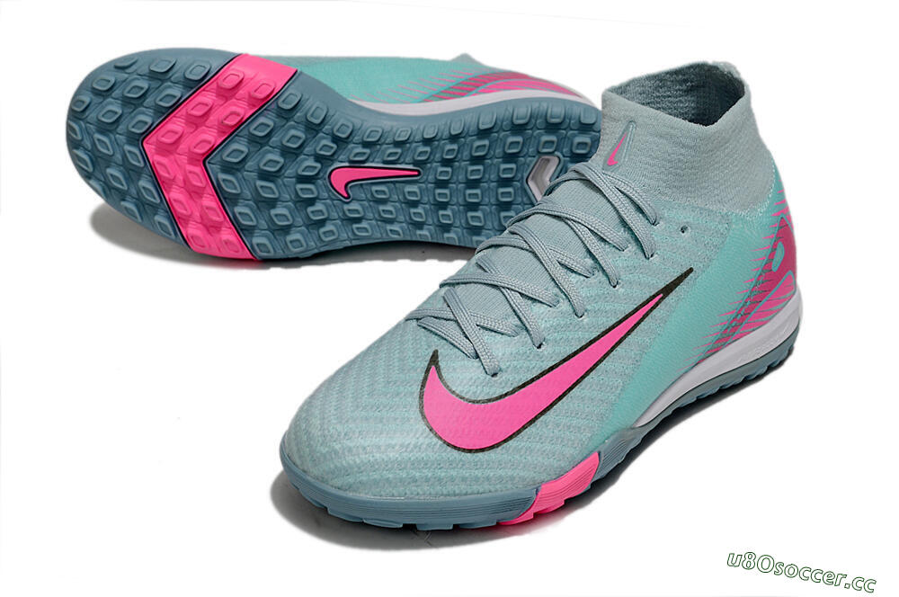 Kids Nike Air Zoom Mercurial Superfly 10 Elite TF Artificial Turf High-Tops Football Shoes - Jade/Pink 3