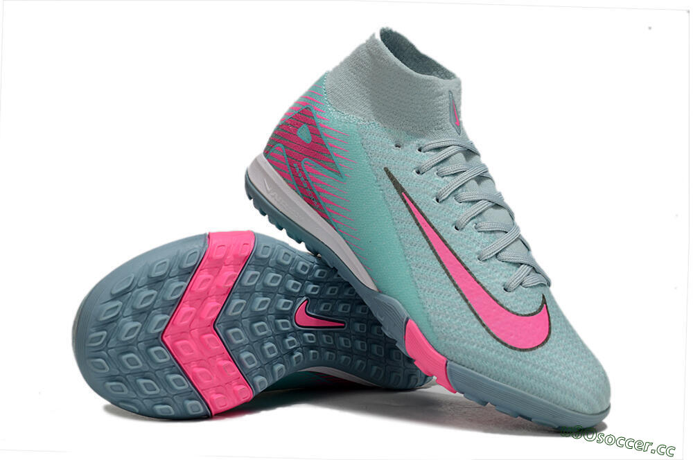 Kids Nike Air Zoom Mercurial Superfly 10 Elite TF Artificial Turf High-Tops Football Shoes - Jade/Pink 1