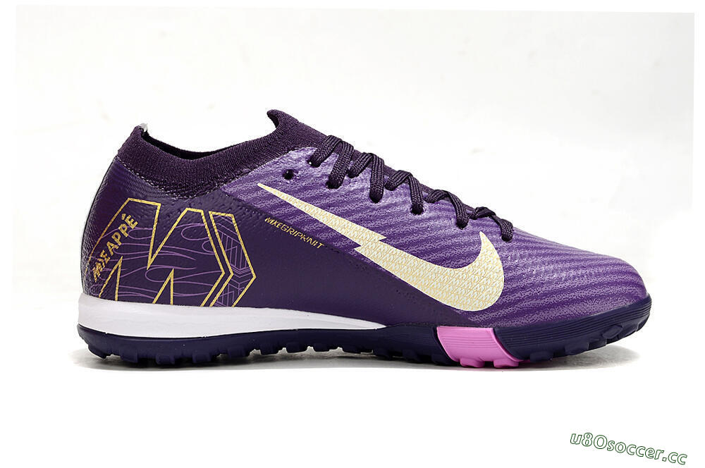 Kids Nike Air Zoom Mercurial Vapor 16 Elite TF Artificial Turf Low-Tops Football Shoes - Purple/White/Gold 4