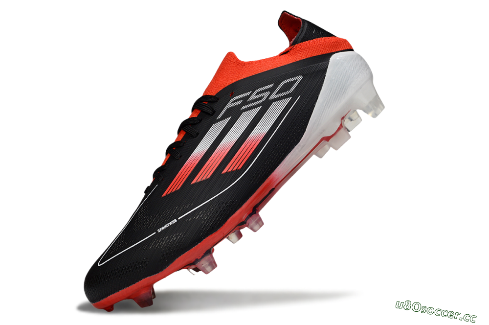 Men's Adidas F50 Elite FG Firm Ground Low-Tops Football Boots - Black/Red/White 5