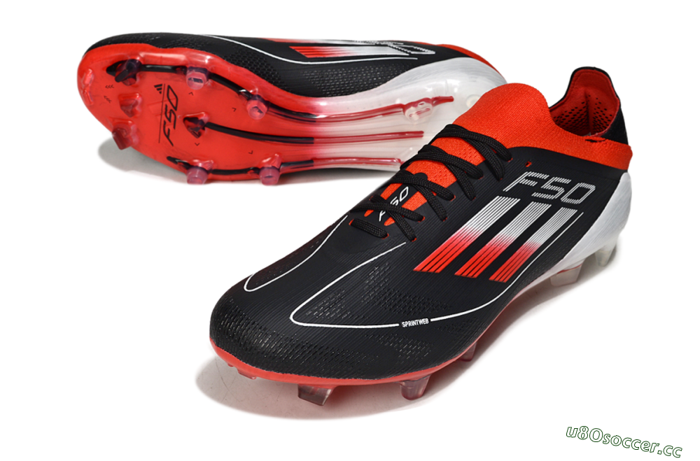 Men's Adidas F50 Elite FG Firm Ground Low-Tops Football Boots - Black/Red/White 3