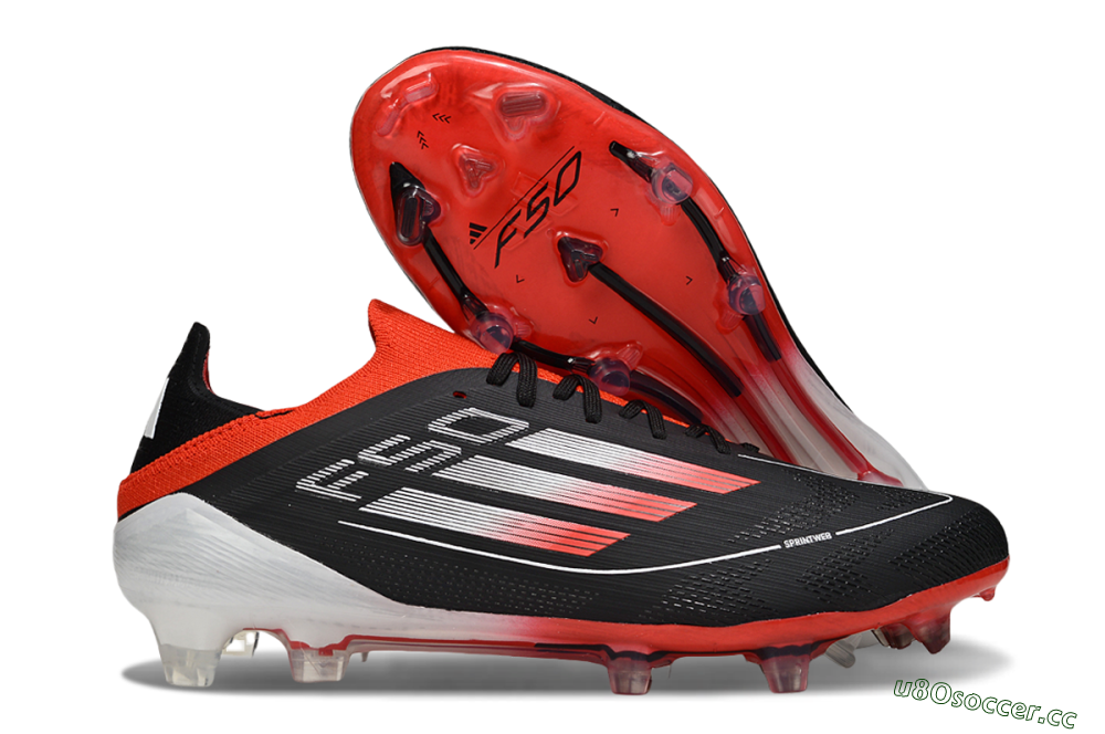 Men's Adidas F50 Elite FG Firm Ground Low-Tops Football Boots - Black/Red/White 2