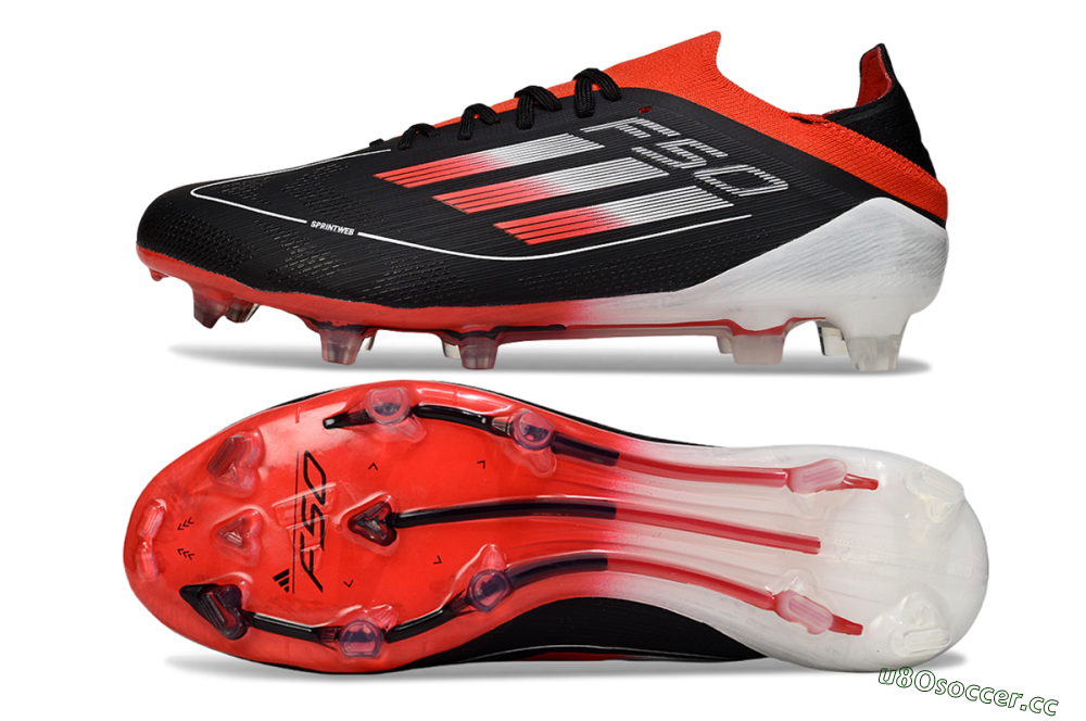 Men's Adidas F50 Elite FG Firm Ground Low-Tops Football Boots - Black/Red/White 1