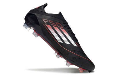 Men's Adidas F50 Elite FG Firm Ground Low-Tops Football Boots - Black/Silver/Red