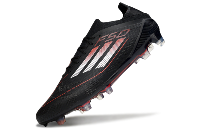 Men's Adidas F50 Elite FG Firm Ground Low-Tops Football Boots - Black/Silver/Red