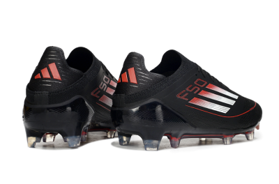 Men's Adidas F50 Elite FG Firm Ground Low-Tops Football Boots - Black/Silver/Red