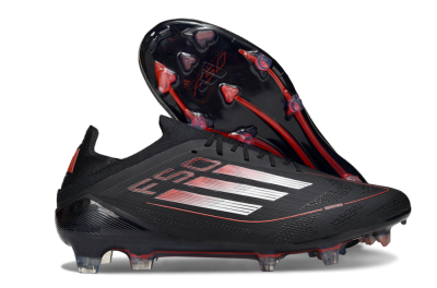 Men's Adidas F50 Elite FG Firm Ground Low-Tops Football Boots - Black/Silver/Red