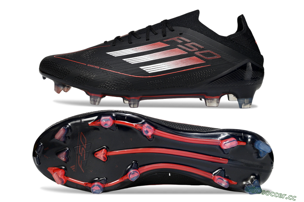 Men's Adidas F50 Elite FG Firm Ground Low-Tops Football Boots - Black/Silver/Red 1