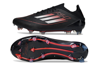 Men's Adidas F50 Elite FG Firm Ground Low-Tops Football Boots - Black/Silver/Red