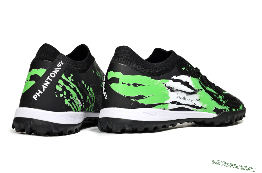 Men's Nike Phantom GX 2 Elite TF Artificial Turf Low-Tops Football Shoes - Black/Green/White 6