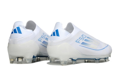 Men's Adidas F50 Elite Laceless FG Firm Ground Low-Tops Football Boots - White/Blue