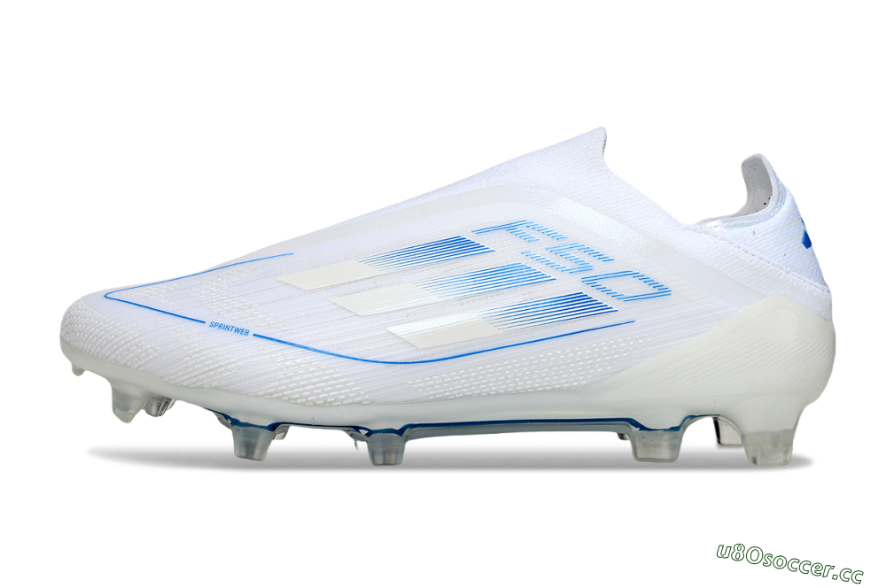 Men's Adidas F50 Elite Laceless FG Firm Ground Low-Tops Football Boots - White/Blue 0
