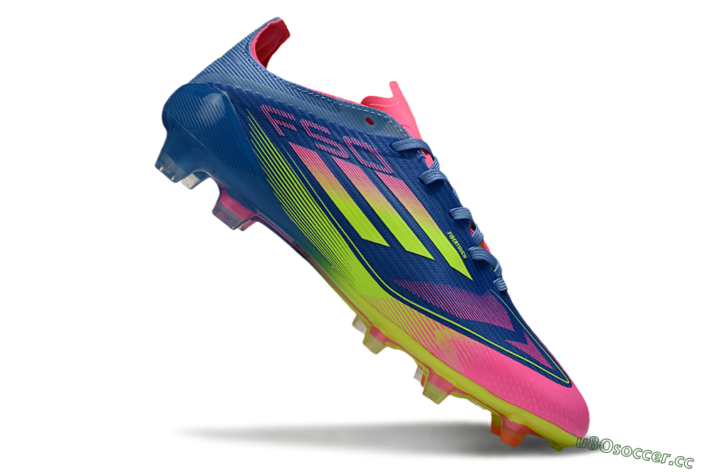 Unisex Adidas F50 Elite FG Firm Ground Low-Tops Football Boots - Blue/Yellow/Pink 5