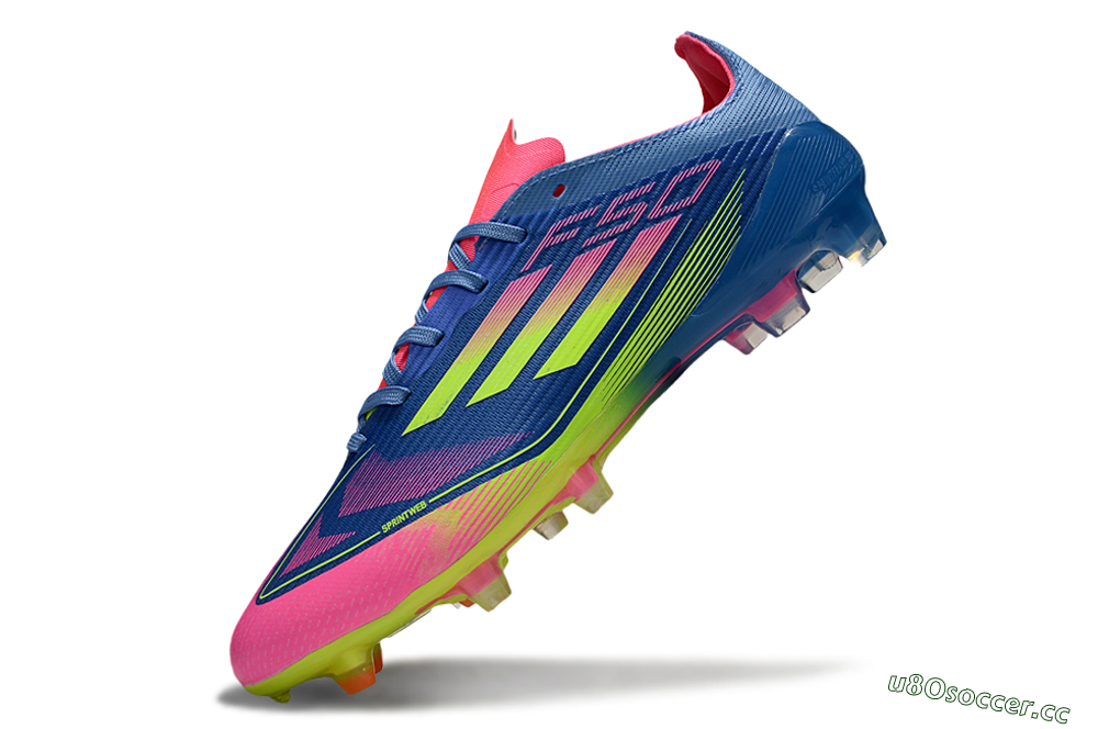 Unisex Adidas F50 Elite FG Firm Ground Low-Tops Football Boots - Blue/Yellow/Pink 6