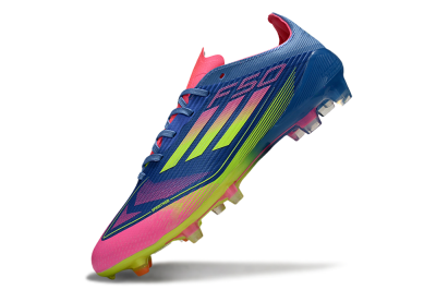 Unisex Adidas F50 Elite FG Firm Ground Low-Tops Football Boots - Blue/Yellow/Pink