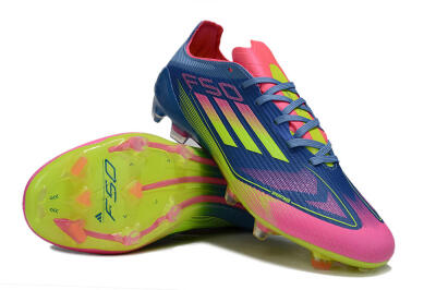Unisex Adidas F50 Elite FG Firm Ground Low-Tops Football Boots - Blue/Yellow/Pink