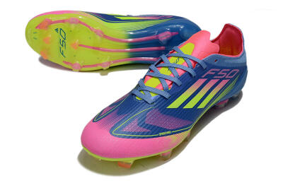 Unisex Adidas F50 Elite FG Firm Ground Low-Tops Football Boots - Blue/Yellow/Pink