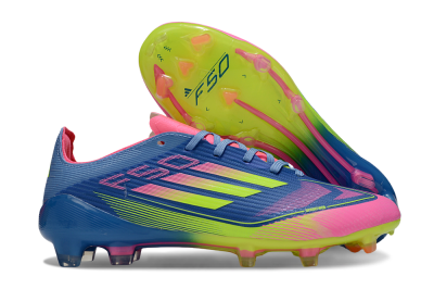 Unisex Adidas F50 Elite FG Firm Ground Low-Tops Football Boots - Blue/Yellow/Pink