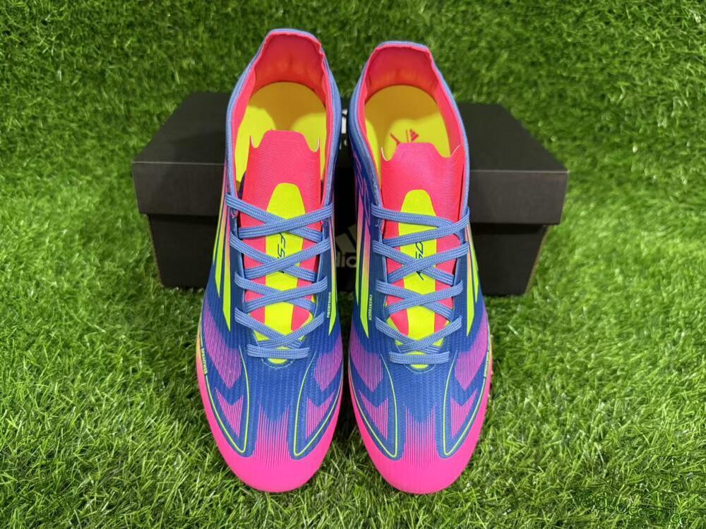Unisex Adidas F50 Elite FG Firm Ground Low-Tops Football Boots - Blue/Yellow/Pink