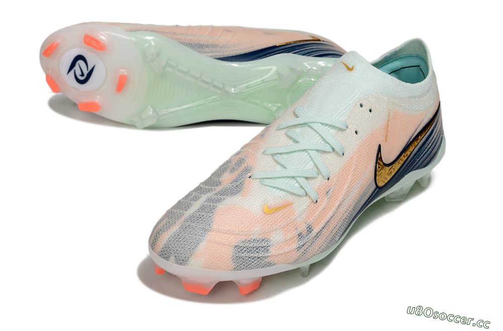 Men's Nike Phantom GX 2 Elite FG Firm Ground Low-Tops Football Boots - Pink/Blue/Gold 3