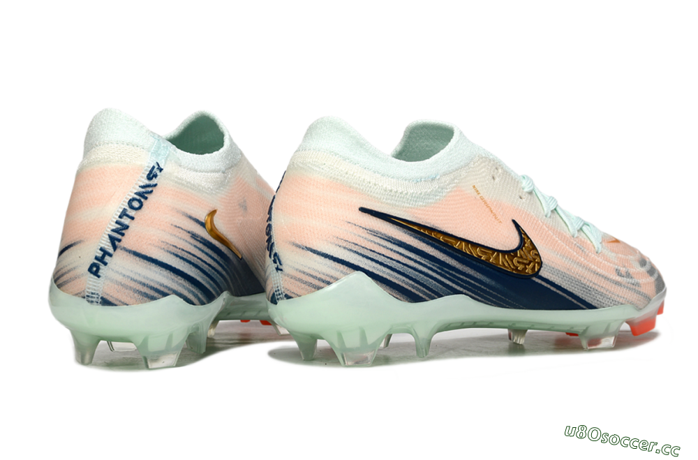 Men's Nike Phantom GX 2 Elite FG Firm Ground Low-Tops Football Boots - Pink/Blue/Gold 6