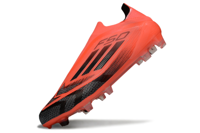 Men's Adidas F50 Elite Laceless FG Firm Ground Low-Tops Football Boots - Red/Black/Silver