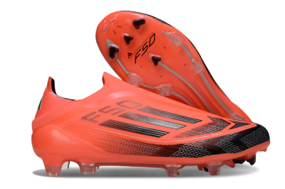 Men's Adidas F50 Elite Laceless FG Firm Ground Low-Tops Football Boots - Red/Black/Silver