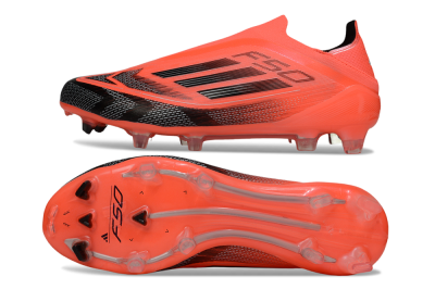 Men's Adidas F50 Elite Laceless FG Firm Ground Low-Tops Football Boots - Red/Black/Silver