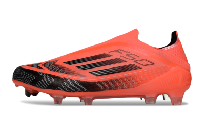 Men's Adidas F50 Elite Laceless FG Firm Ground Low-Tops Football Boots - Red/Black/Silver