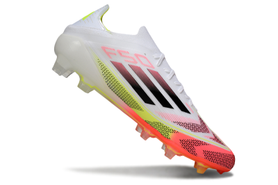 Men's Adidas F50 Elite FG Firm Ground Low-Tops Football Boots - White/Pink/Yellow