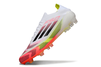 Men's Adidas F50 Elite FG Firm Ground Low-Tops Football Boots - White/Pink/Yellow